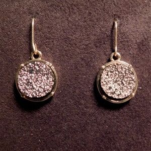 Small Gunmetal Druzy + Gold Settings Earrings